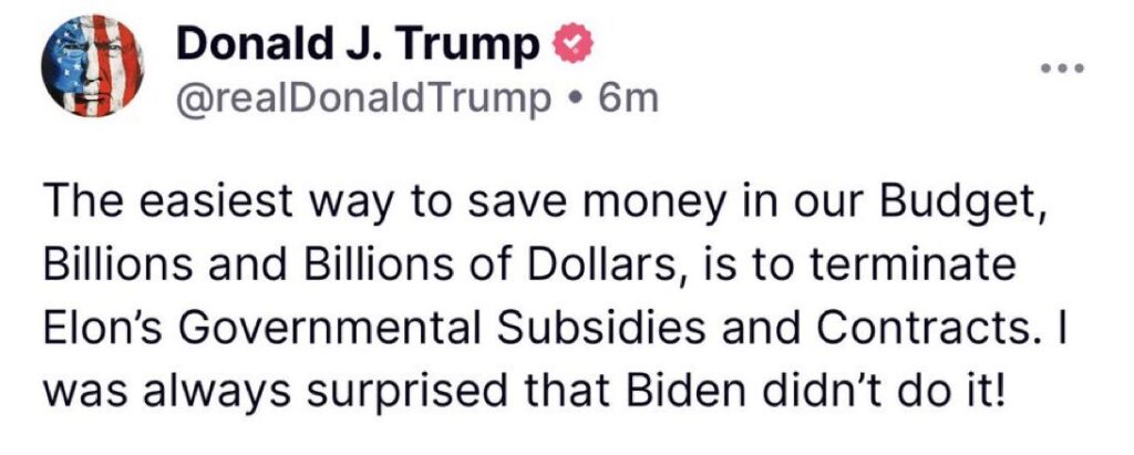 Picture showing Tesla electric vehicle federal subsidies and tax credits threatened amid political attacks from Donald Trump 