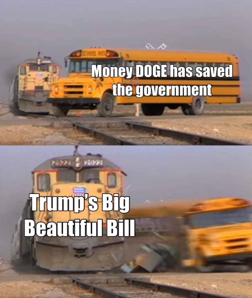 Screenshot of Elon Musk’s viral ‘Big Beautiful Bill’ tweet criticizing excessive government spending and highlighting political controversy in 2025